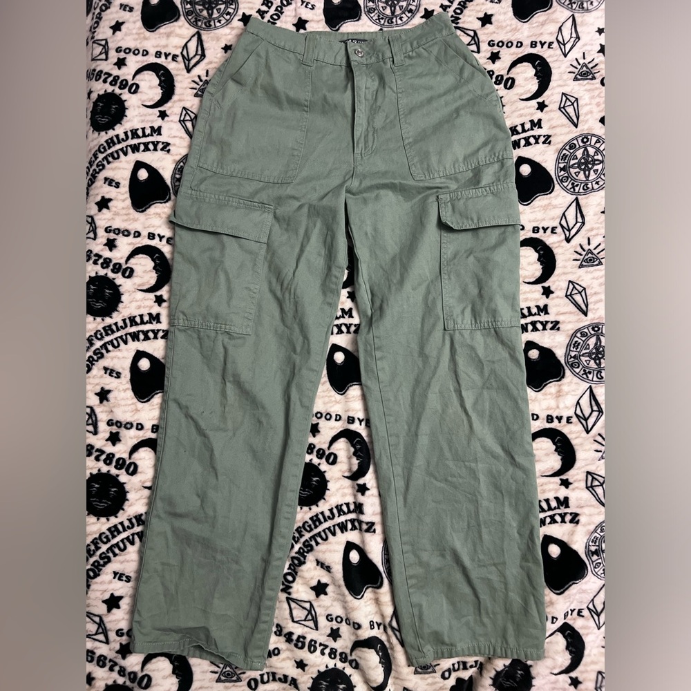 Denim co. wide leg cargo pants, green | Size 6